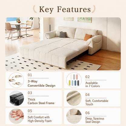3-Way Convertible Flannel Sleeper Sofa with Deep Seat-sofabed-fbx-8639