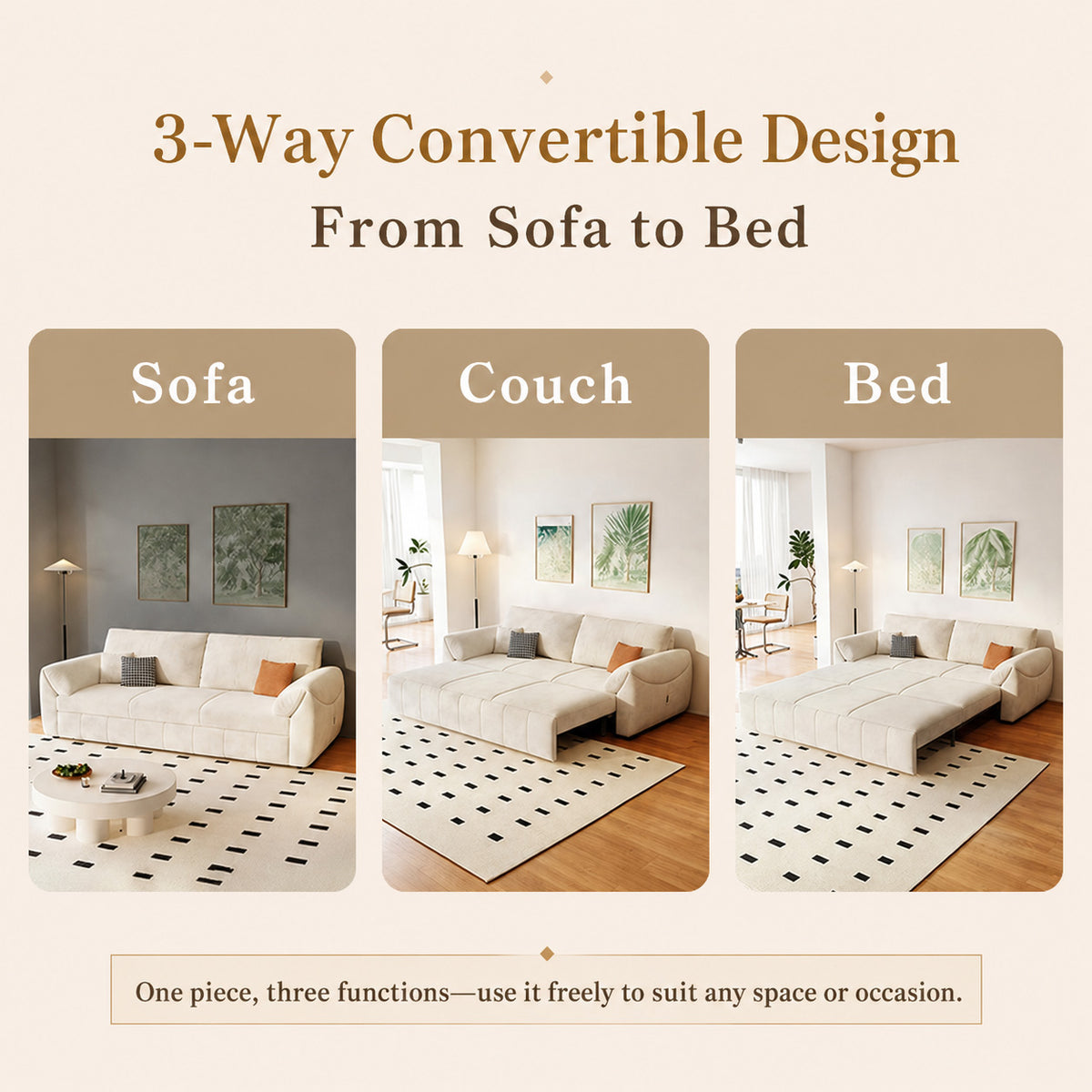 3-Way Convertible Flannel Sleeper Sofa with Deep Seat-sofabed-fbx-8639