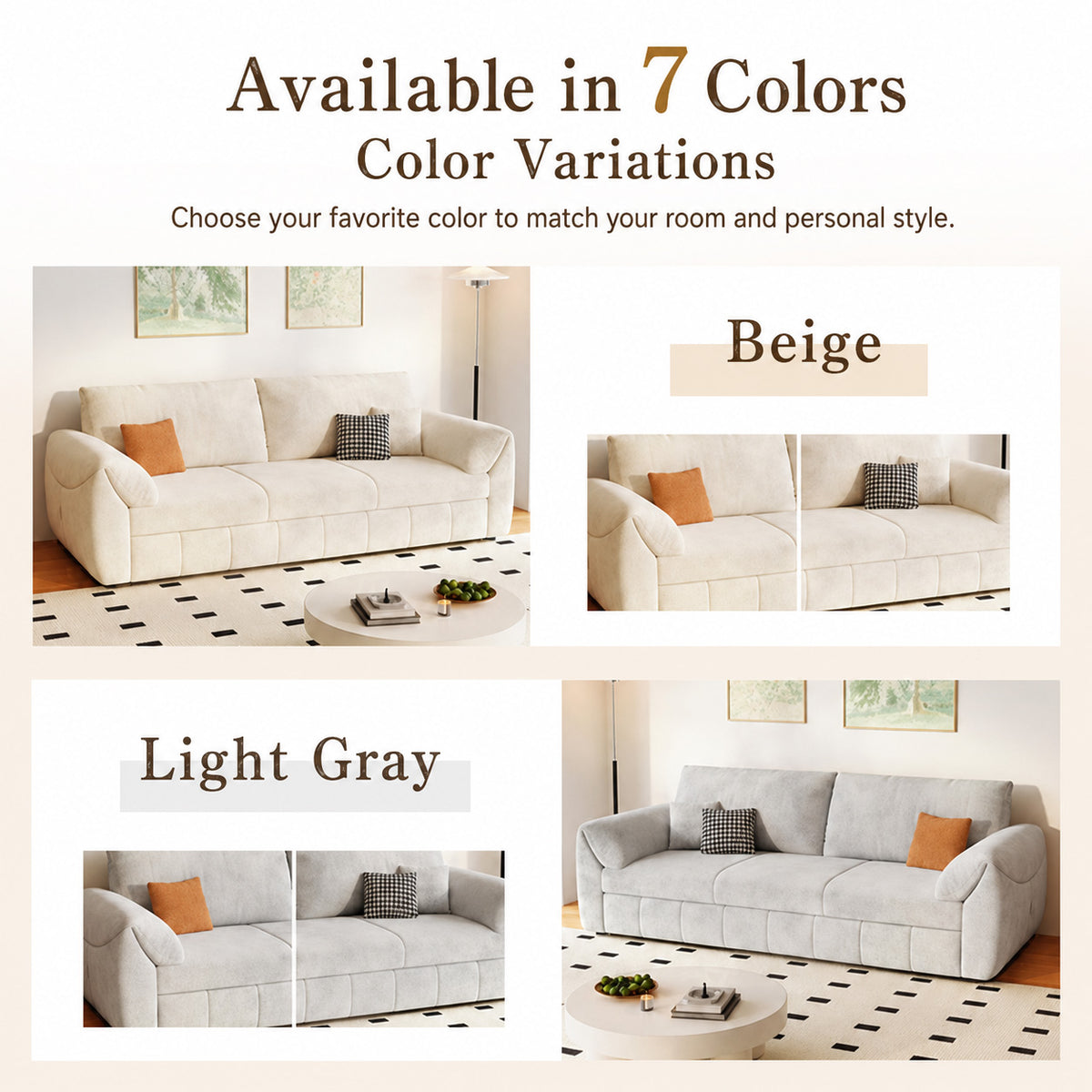 3-Way Convertible Flannel Sleeper Sofa with Deep Seat-sofabed-fbx-8639