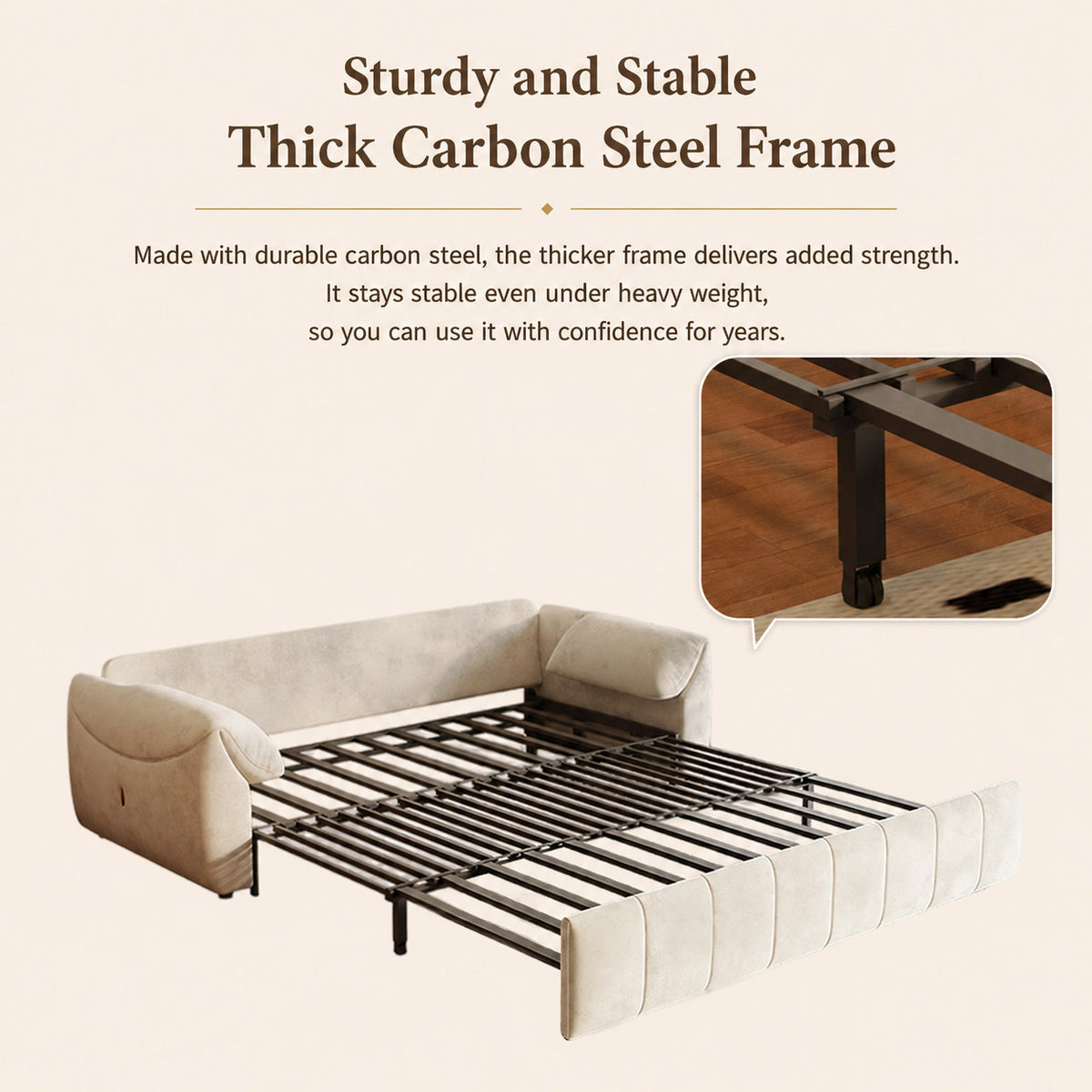 3-Way Convertible Flannel Sleeper Sofa with Deep Seat-sofabed-fbx-8639