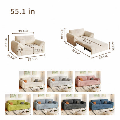 3-Way Convertible Flannel Sleeper Sofa with Deep Seat-sofabed-fbx-8639