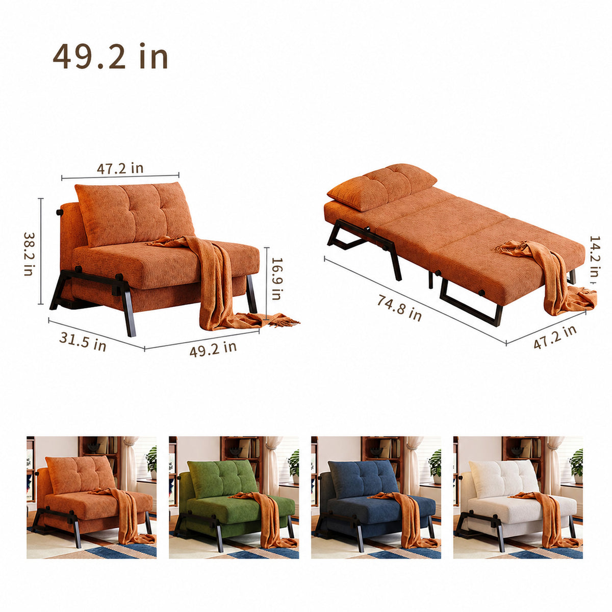2-Way Convertible Sofa Bed with Deep Seat-sofabed-fbx-8693
