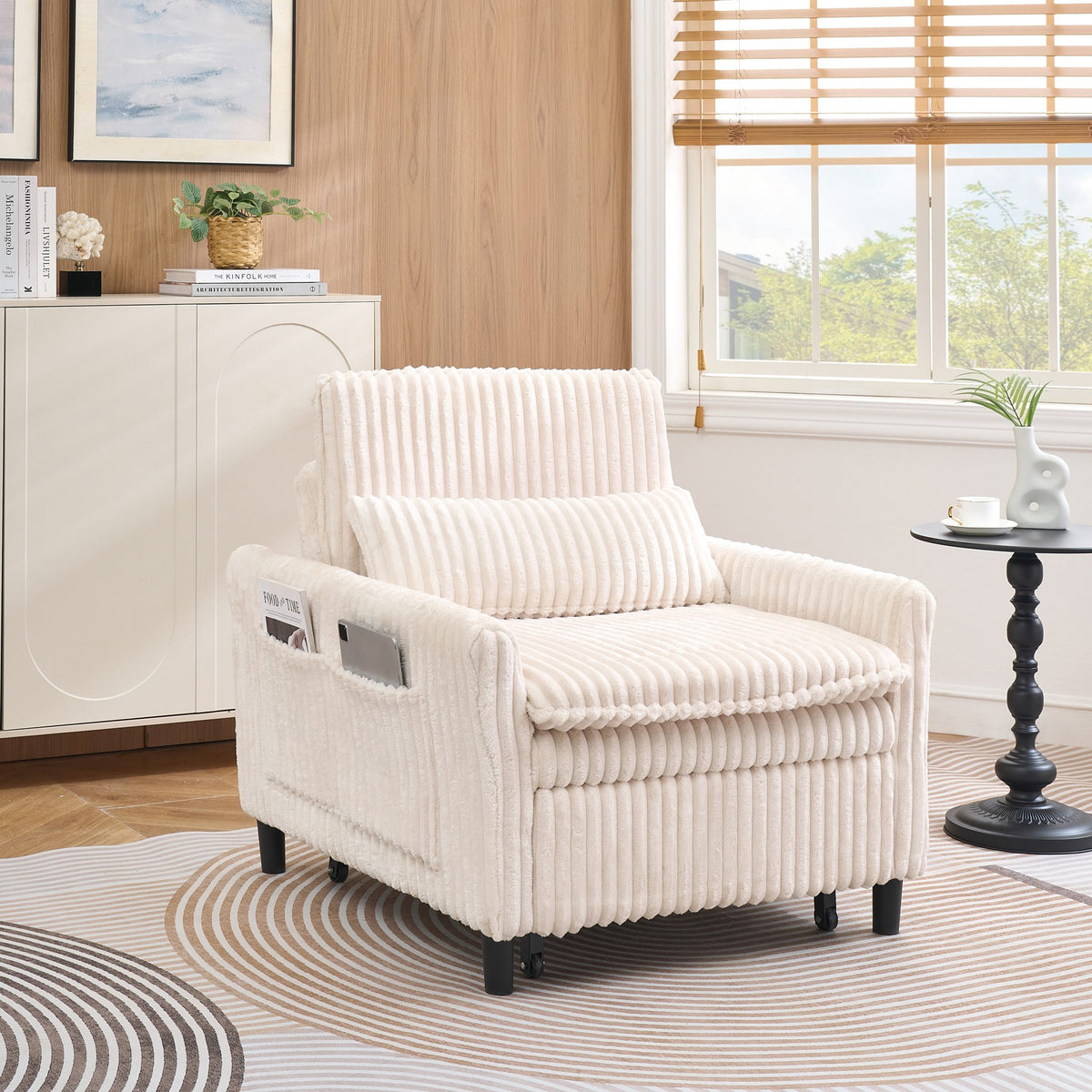 Beige sofa bed - detail