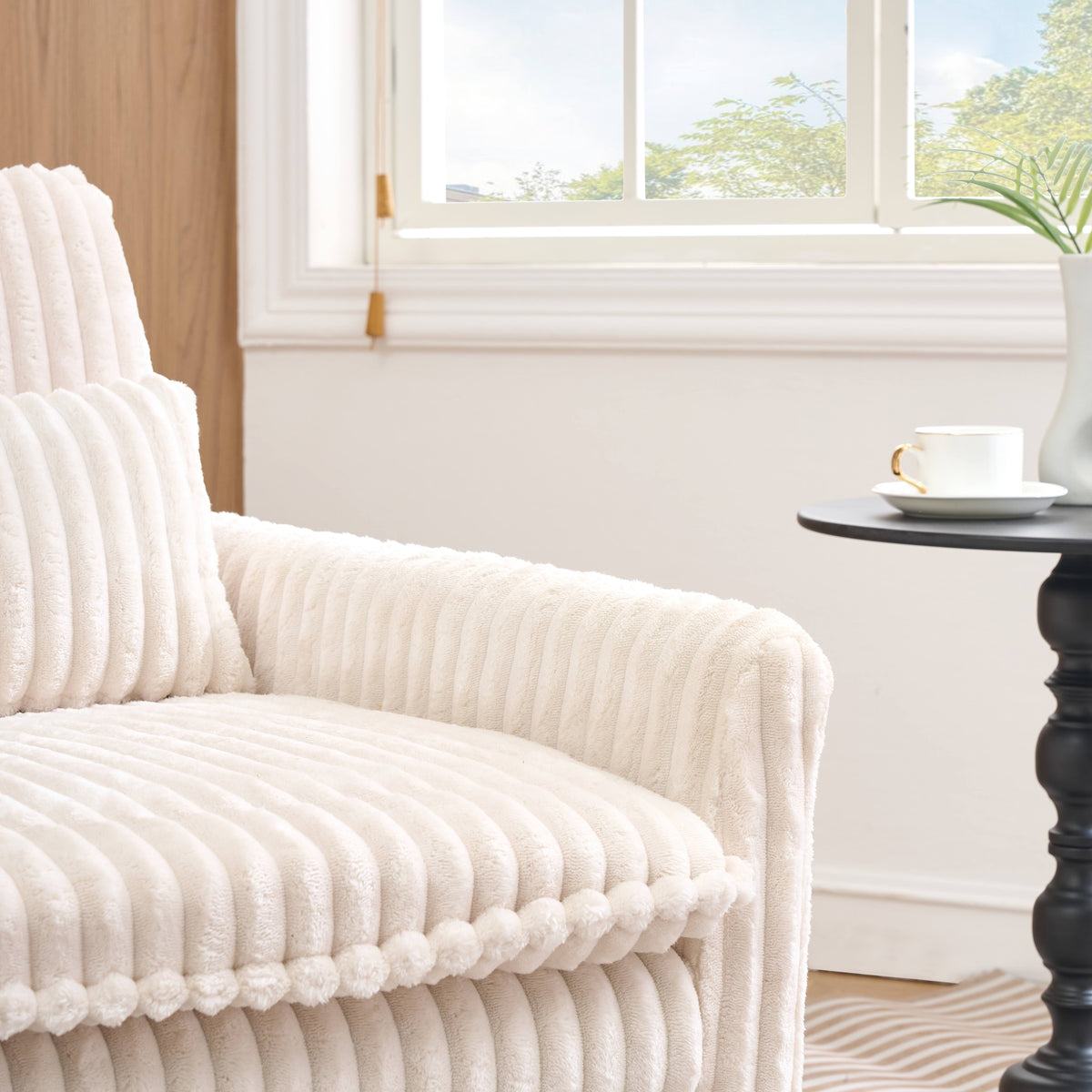 Beige sofa bed - detail