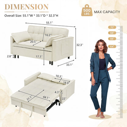 Beige sofa bed - detail
