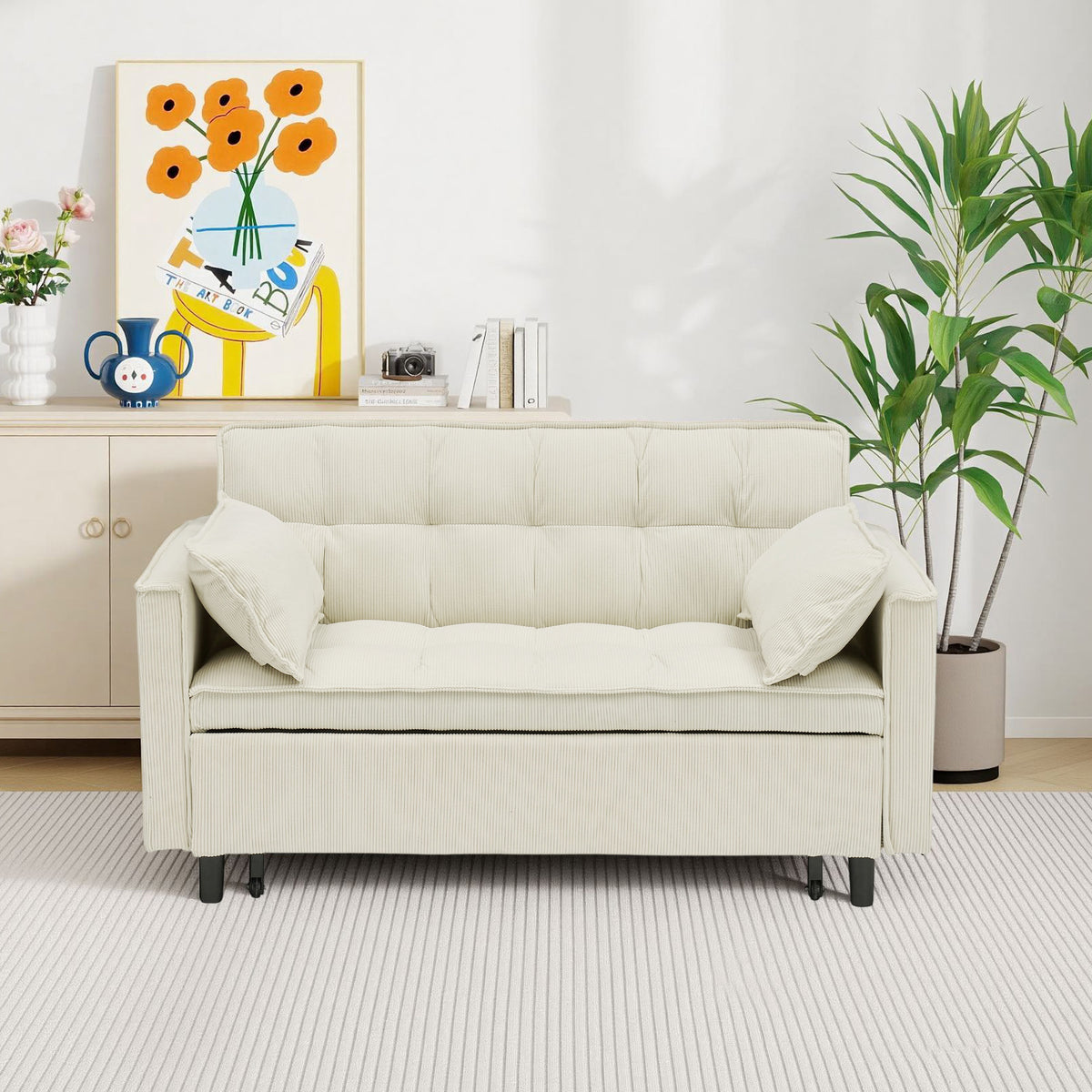 Beige sofa bed - main