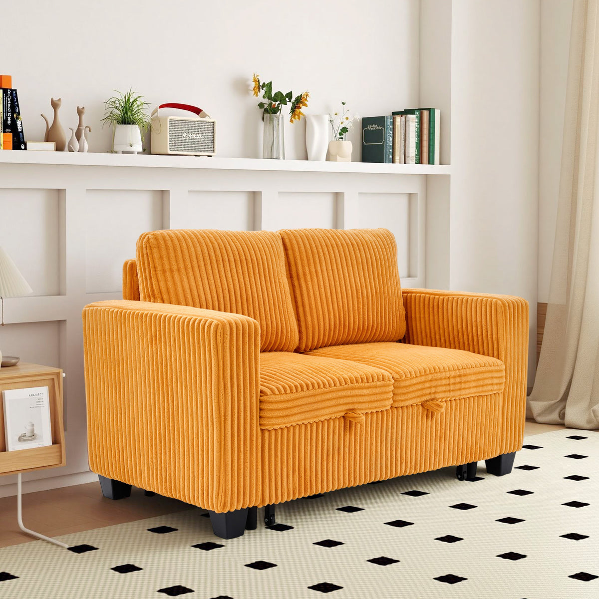 Orange sofa bed - detail