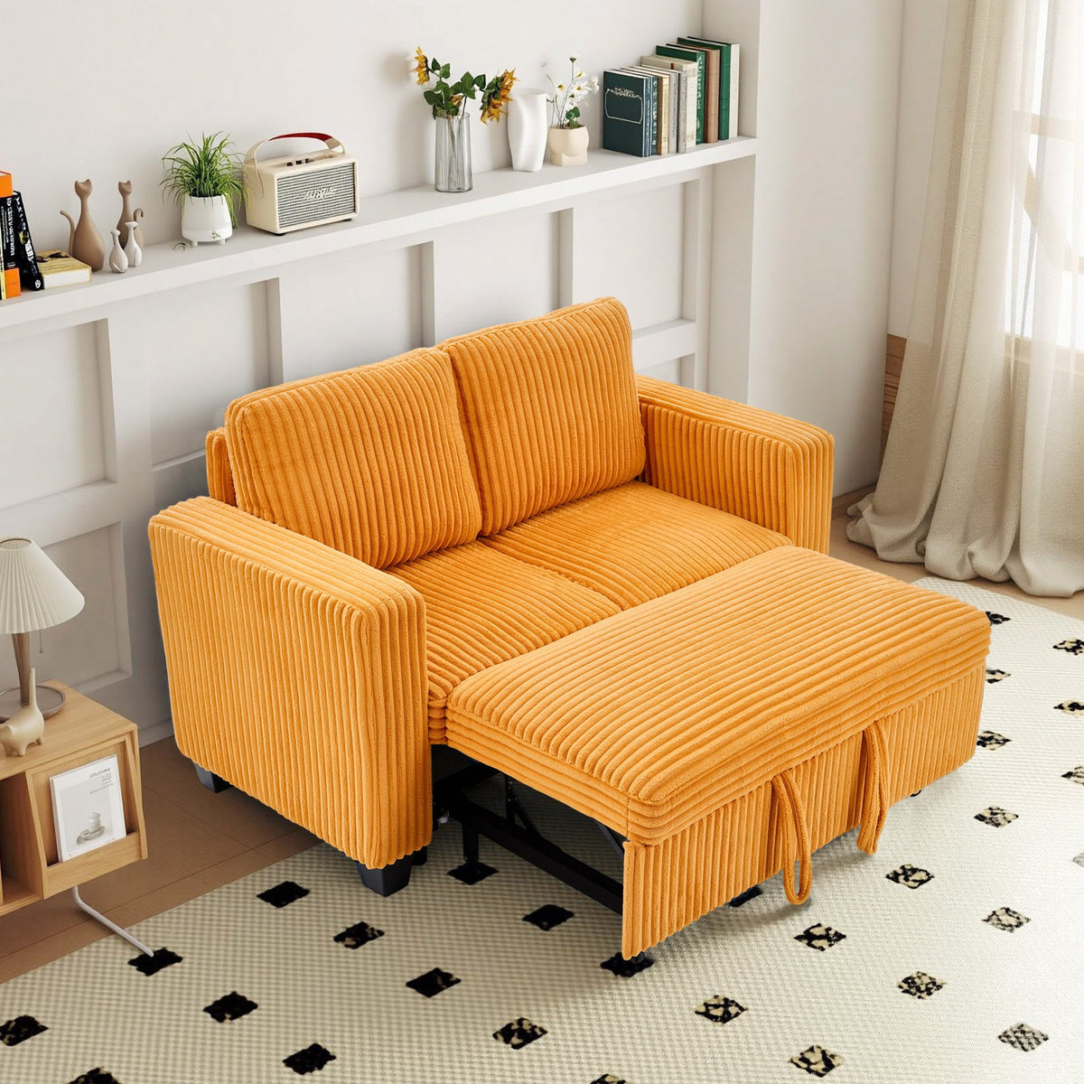Orange sofa bed - detail