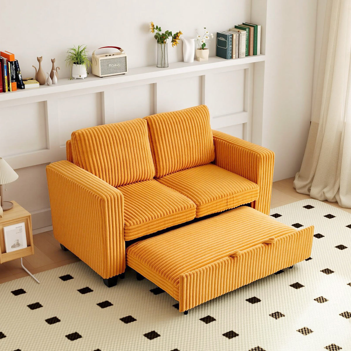 Orange sofa bed - detail