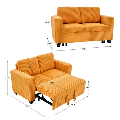Orange sofa bed - detail