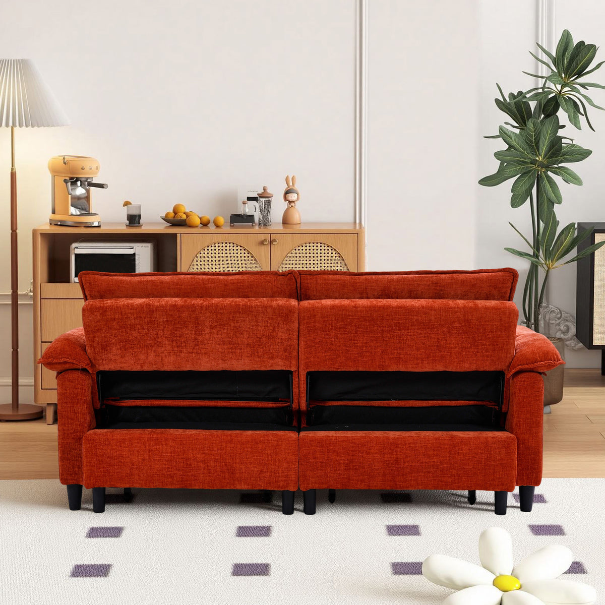 Orange sofa bed - detail