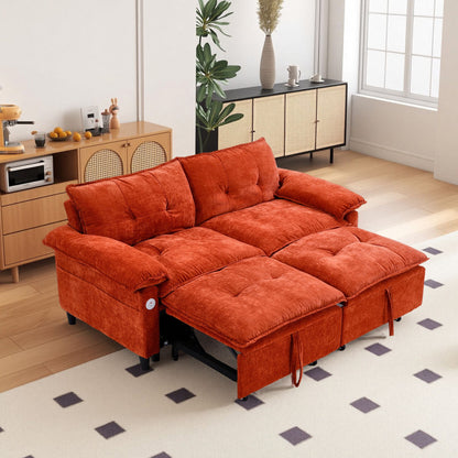 Orange sofa bed - detail