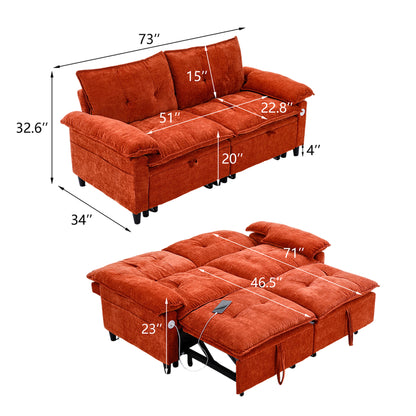 Orange sofa bed - detail