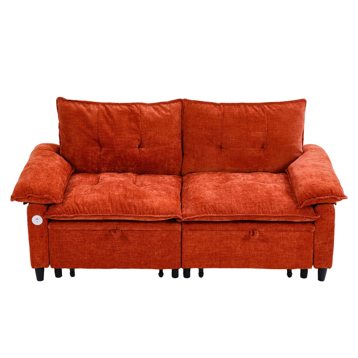 Orange sofa bed - detail