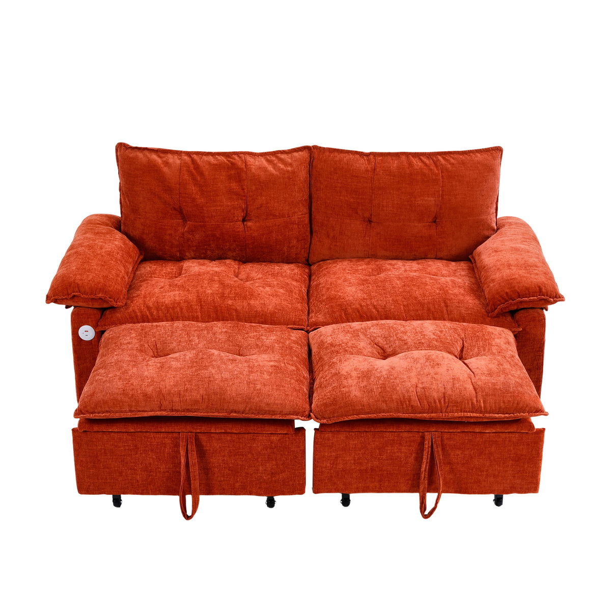 Orange sofa bed - detail