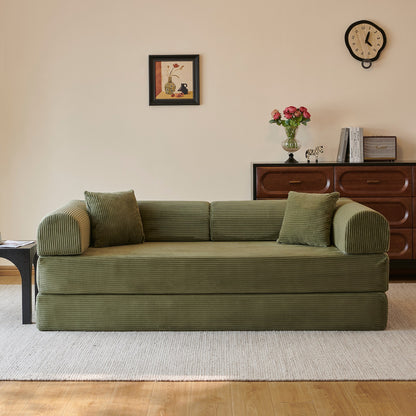 Green corduroy convertible floor sofa bed - detail 2