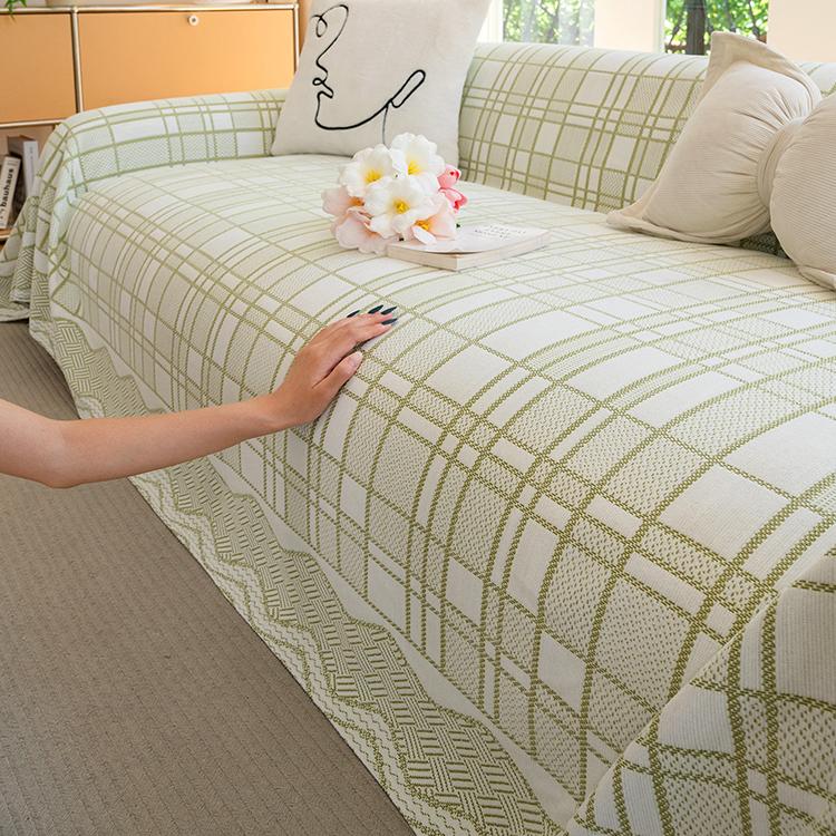 Chenille plaid sofa cover - main 5