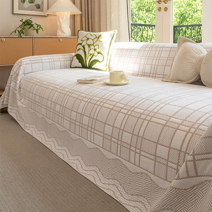 Chenille plaid sofa cover - sku 1