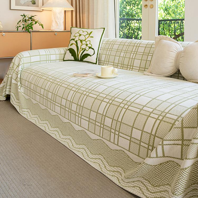 Chenille plaid sofa cover - sku 2