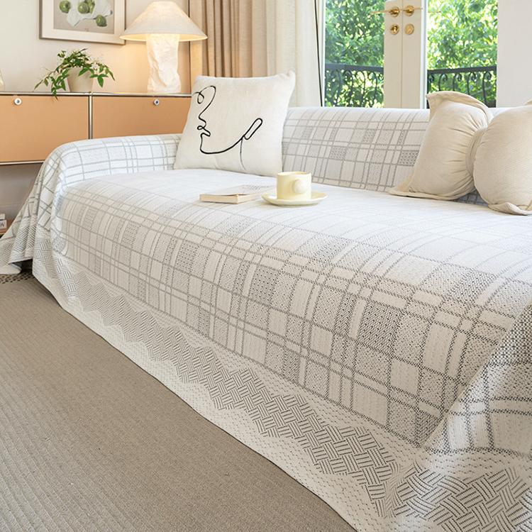 Chenille plaid sofa cover - sku 3
