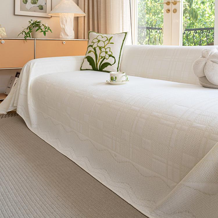 Chenille plaid sofa cover - sku 4